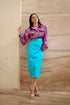 Mel Abstract Print Top With Blue Skirt